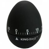 Kinghoff 1620 Mechanische Kookwekker - Zwarte Roestvrijstalen Keukenwekker (60 min)