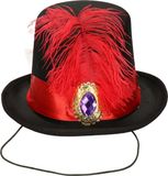 Fiestas Guirca Carnaval verkleed mini hoge hoed voor dames - zwart/rood