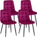 CLP Antibes Set van 4 Eetkamerstoelen - Zonder armleuning - Metaal frame - Velvet - Fluweel/purper