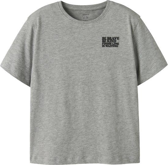 NAME IT - NKMFRANK SS NREG TOP BOX - Jongens - T-shirts - Grijs Melange - Maat 158/164