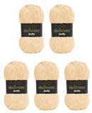 Wollbiene Softy Chenillewol om te haken, 5 x 100 gram, breiwol, 500 gram chenillewol, super volumineus grof gehaakt garen (blush 20)