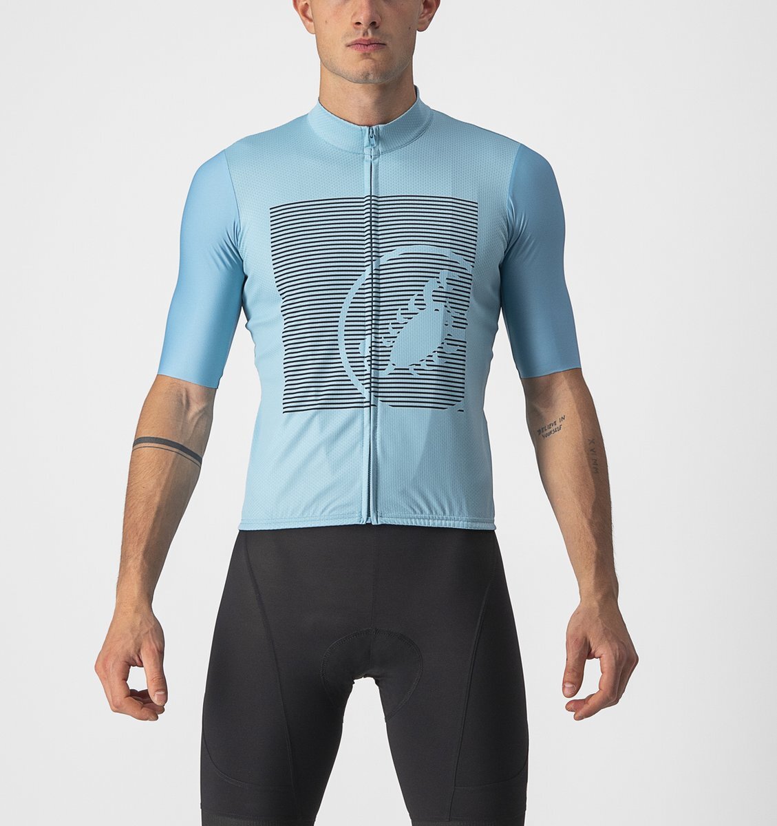 Castelli Fietsshirt Korte Mouwen Heren Turquoise Blauw - BAGARRE JERSEY CELESTE SAVILE BLUE-L