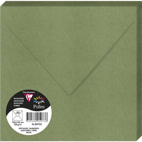 Clairefontaine Pollen by Clairefontaine envelop 165 mm, 120 g/m2, saliegroen