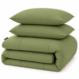 Slaapspeciaal Eazydekbed Hotel Mosgroen - Dekbed zonder Overtrek - Wasbaar Dekbed - Hoesloos Dekbed - All Year Dekbed - 2 in 1 Dekbed - Dekbed met Vaste Overtrek - Incl. 2 Kussenslopen - 200x220 cm