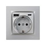 SIMON 10 Schuko-stopcontacten + 2 USB A+C 250 V 16 A aluminium