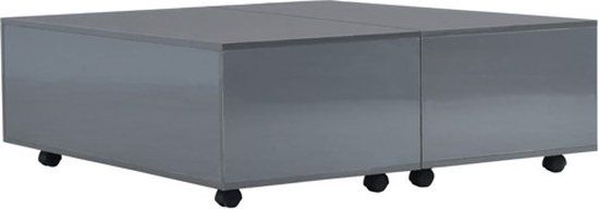 vidaXL Salontafel 100x100x35 cm Hoogglans Grijs