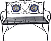 AXI Margot Mozaïek Tuinbank Mediterrane Stijl – Blauw/geel – Metalen Tuinbank – 107 x 54 x 92 cm – Tuinbank voor 2 Personen