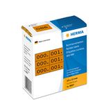 HERMA 4807 cijferetiketten cijfers 0-999, driedubbel (22 x 10 mm, papier, mat) zelfklevend, permanent klevend, doorlopende cijfer etiketten in kartons dispenser, 3.000 etiketten, bruin