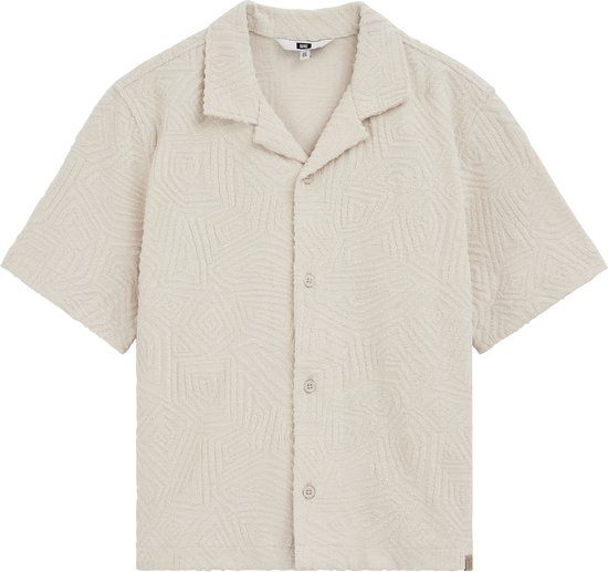 WE Fashion Jongens overhemd van badstof beige 122/128