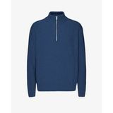 Colorful Standard Merino pull à col roulé et fermeture éclair 1/4 Bleu Marine