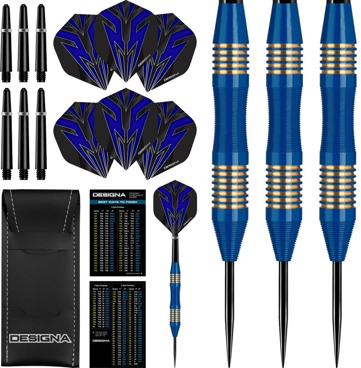 DESIGN DESIGNA Mako Darts - Steel Tip Electro Brass - Micro Grip - Blue 25 Gram