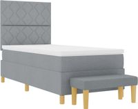 vidaXL Boxspringbed met matras, lichtgrijs, 90 x 190 cm, gestoffeerd