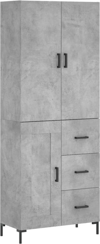 VidaXL Hoge kast 69,5x34x180 cm bewerkt hout betongrijs