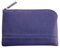 RHODIA 116537C - Etui met Ritssluiting in Imitatieleer - Nachtblauw - Maat S (11 x 17 cm)