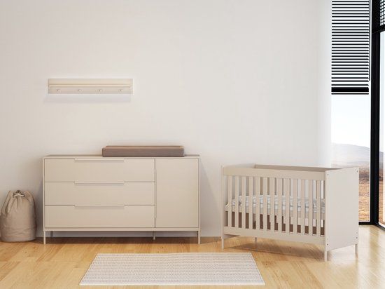 Cabino Born Lucky Belmond Babykamer 2 Delig Compleet – Baby bed 60x120 cm & XL Commode – Clay