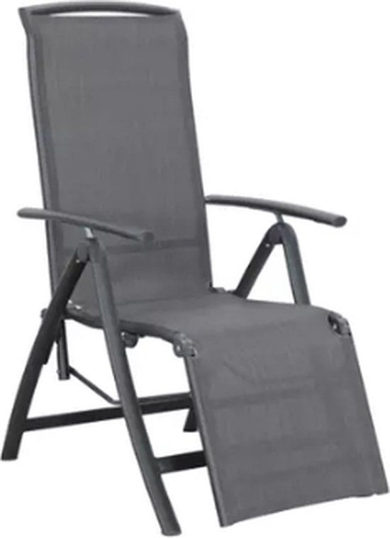 HVTM Vita Vera Verstelbare Stoel met Voetsteun - Antraciet - Aluminium - 120 kg - Ligstoel
