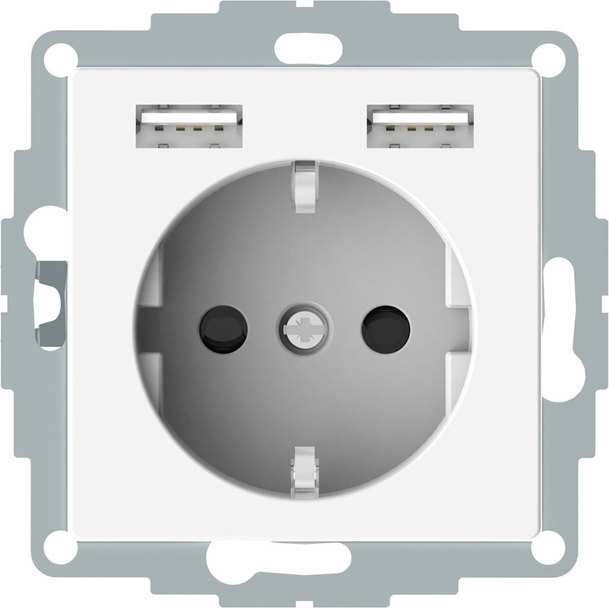 SCHNEIDER ELECTRIC Stopcontact - Inbouw - Randaarde - USB Type A+A - Polarwit - Systeem M - - MTN2366-0319