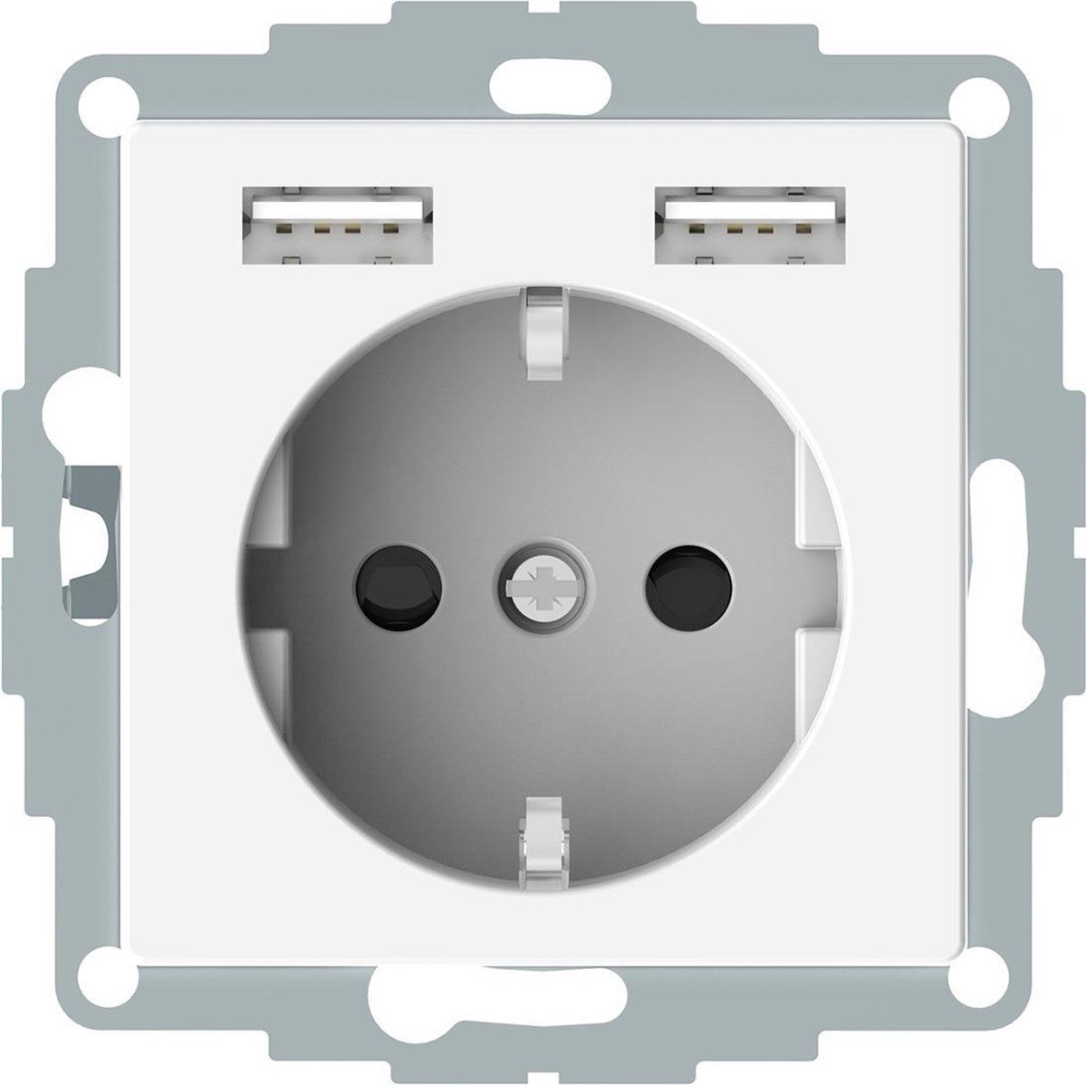 Schneider Electric Systeem-M WCD Schuko USB A+A Glanzend wit