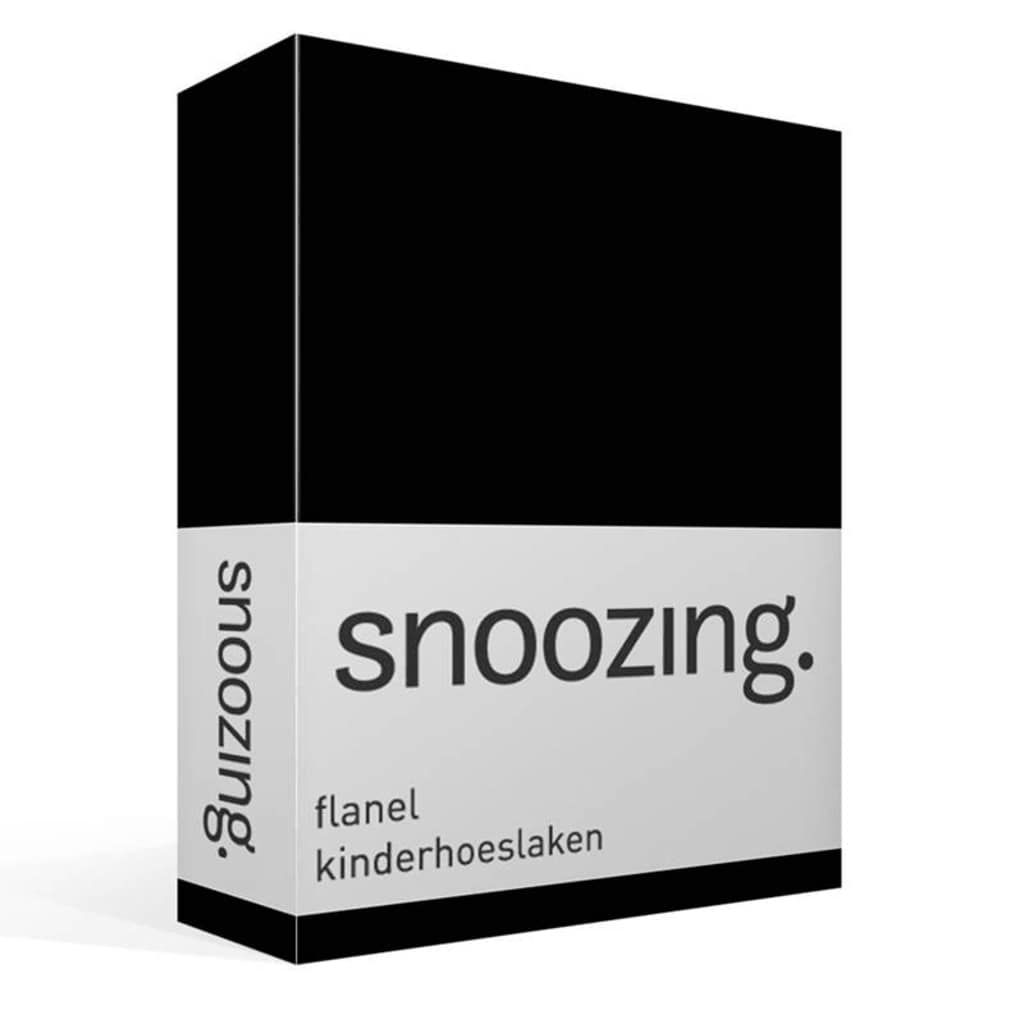Snoozing Flanel Kinderhoeslaken - Ledikant 60x120 cm - Zwart