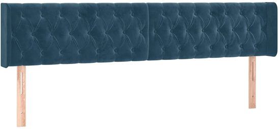 VidaXL Hoofdbord met randen 203x16x78/88 cm fluweel donkerblauw