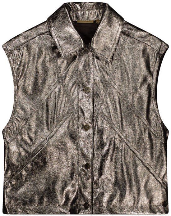 Like Flo Zomer Gilet Meisjes Teens - Antraciet Grijs - Metallic - Doris - Maat 128