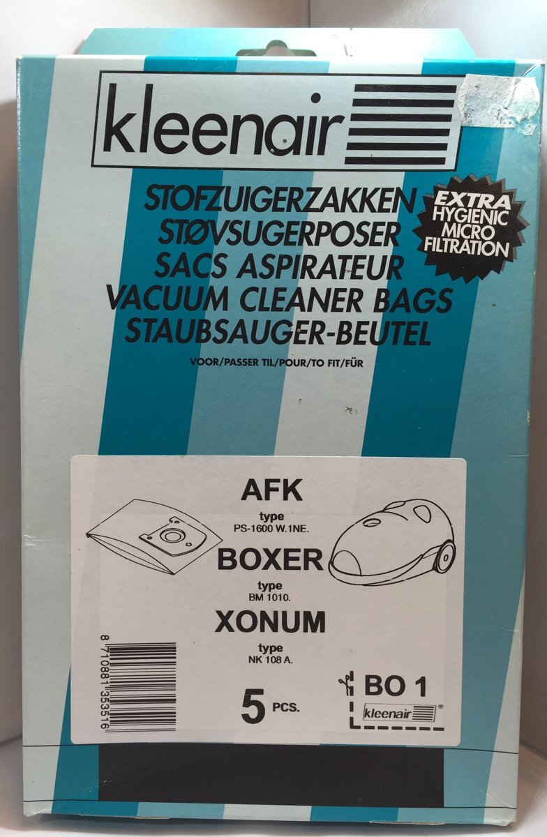 Kleenair stofzuiger zak papier met micro filtration - AFK / BOXER / XONUM stofzuigerzakken