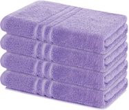 Lavea® Set van 4 handdoeken 70x140 cm – 100% katoen – Lavendel