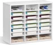 Vevor Literatuur Organizer Brievenbak 24 Compartimenten Verstelbare Planken Hout Wit