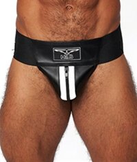 Mister B Leather Premium Jockstrap Black/White - Small