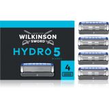 Wilkinson Sword Hydro 5 Scheermesjes voor mannen, navulverpakking voor mannenscheermes, huidhydratatie, koolstofgecoate bladen, 4 navulmesjes