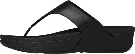 FitFlop Lulu Leather Toe Post Teenslippers - Zwart - Maat 42