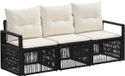 vidaXL Tuinbankenset 3-delig Zwart Poly Rattan
