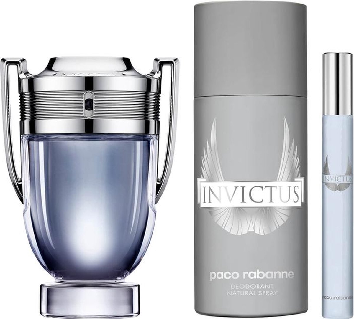 Paco Rabanne Invictus Geschenkset 100ml EDT + 150ml Deodorant Spray + EDT 10ml