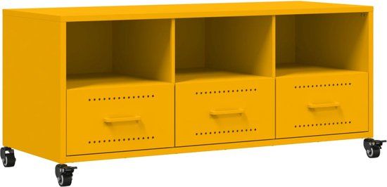 vidaXL Tv-meubel 100,5x39x43,5 cm staal mosterdgeel