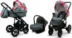 BabyLux® Sky Lark | Set 3en1 poussette | Gris Flex Hiscus | Poussette combinée | Ensemble de poussette