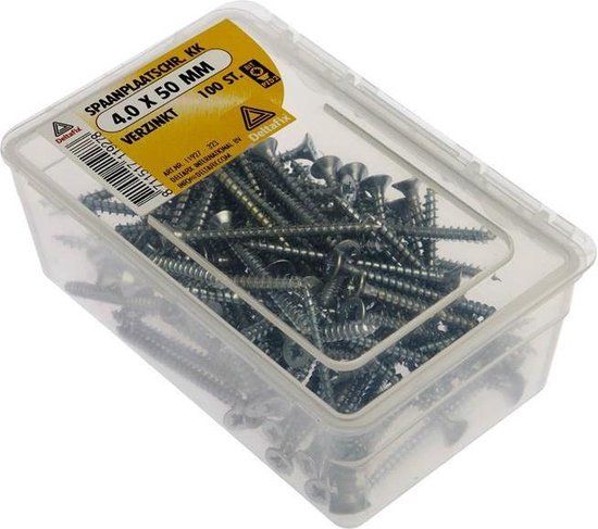 Deltafix Houtschroef Platkop Verzinkt 4.0 x 50mm Kruiskop 100 stuks