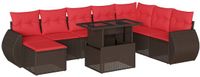 vidaXL 9-delige dining loungeset met kussens, bruin, polyrotan