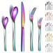 Omgoods - Set de couverts colorée de 30 pièces, acier inoxydable et inoxydable, lavable au lave-vaisselle