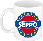 Bellatio Decorations - Seppo voornaam - koffiemok - beker - wit/blauw - 300 ml