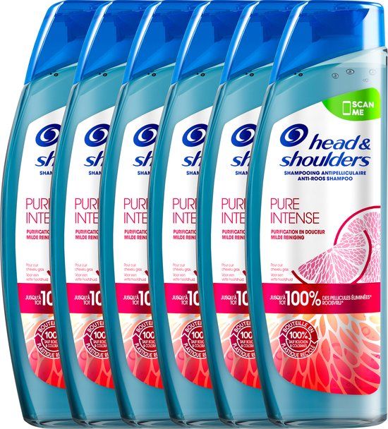 Head & Shoulders Pure Intense Anti-Roos Shampoo - 6 x 250ml - Voordeelverpakking