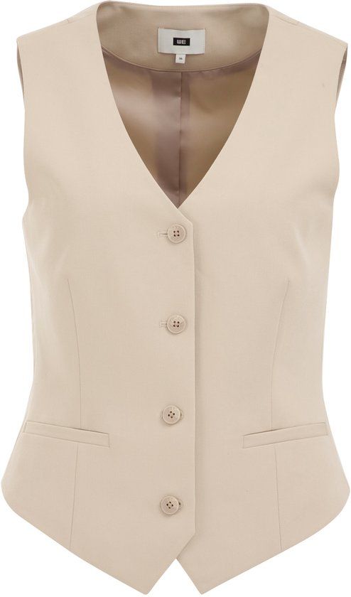 WE Fashion Dames Getailleerde Gilet - Beige - Maat 46