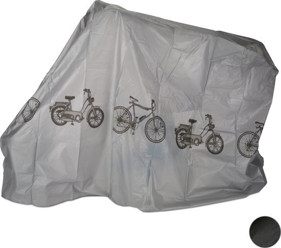 Relaxdays fietshoes - beschermhoes fiets - weerbestendig - 220 x 115 cm - polyethyleen grijs