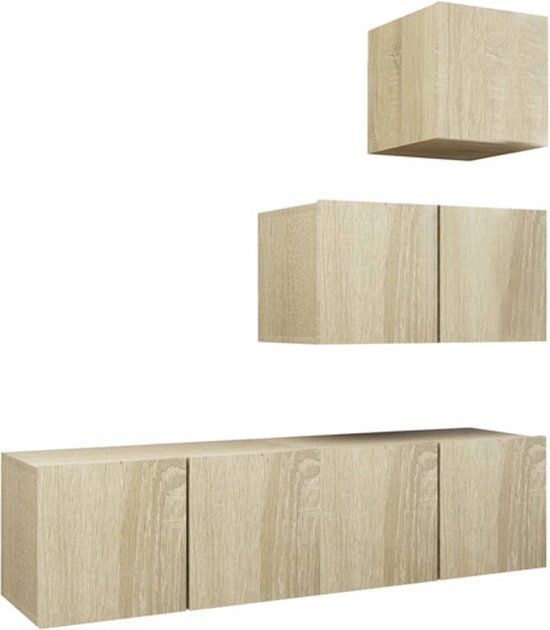 vidaXL 4-delige Tv-meubelset bewerkt hout sonoma eikenkleurig