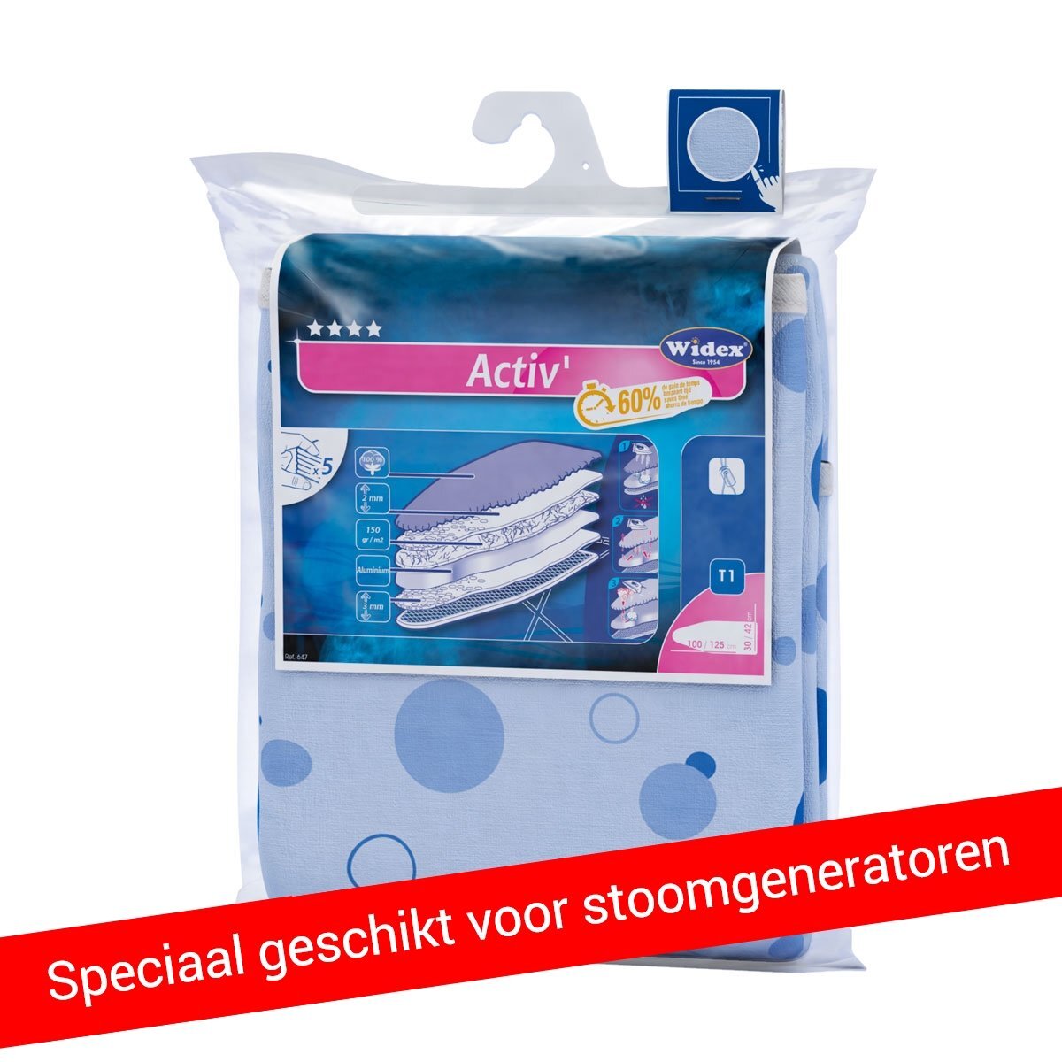 Widex Strijkplankovertrek.nl - Activ Stoom T1 Strijkplankovertrek speciaal geschikt voor stoomgeneratoren / stoomunits