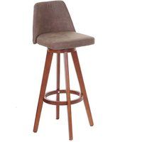 HWC Set van 2 barkrukken HWC-C43, barkruk counter stool, hout textiel draaibaar ~ vintage bruin, lichtgekleurde poten