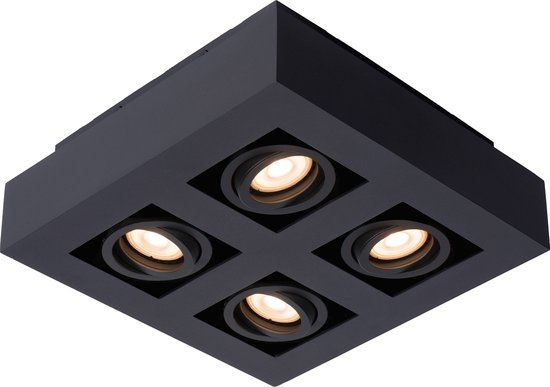 Lucide XIRAX Plafondspot - LED - 4x5W GU10 - Dim to Warm - Zwart