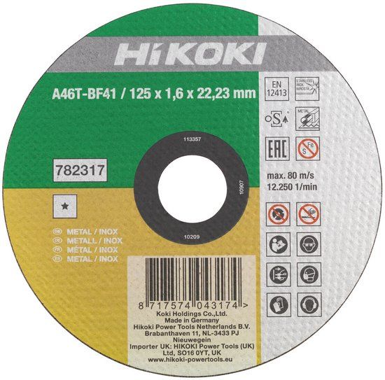 Hikoki Accessoires HiKOKI Doorslijpschijf voor RVS/metaal 115x1,6mm - 782316