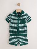 Next - Jongens - Set van textuurgebreid poloshirt en short - Groen