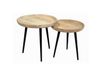 PYTA Tables basses gigognes rondes bois manguier massif et métal noir (lot de 2)