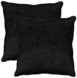 vidaXL - Kussensloop - 2 stuks - HEERLEN - Zwart - 60 x 60 cm - Nep Konijnenbont